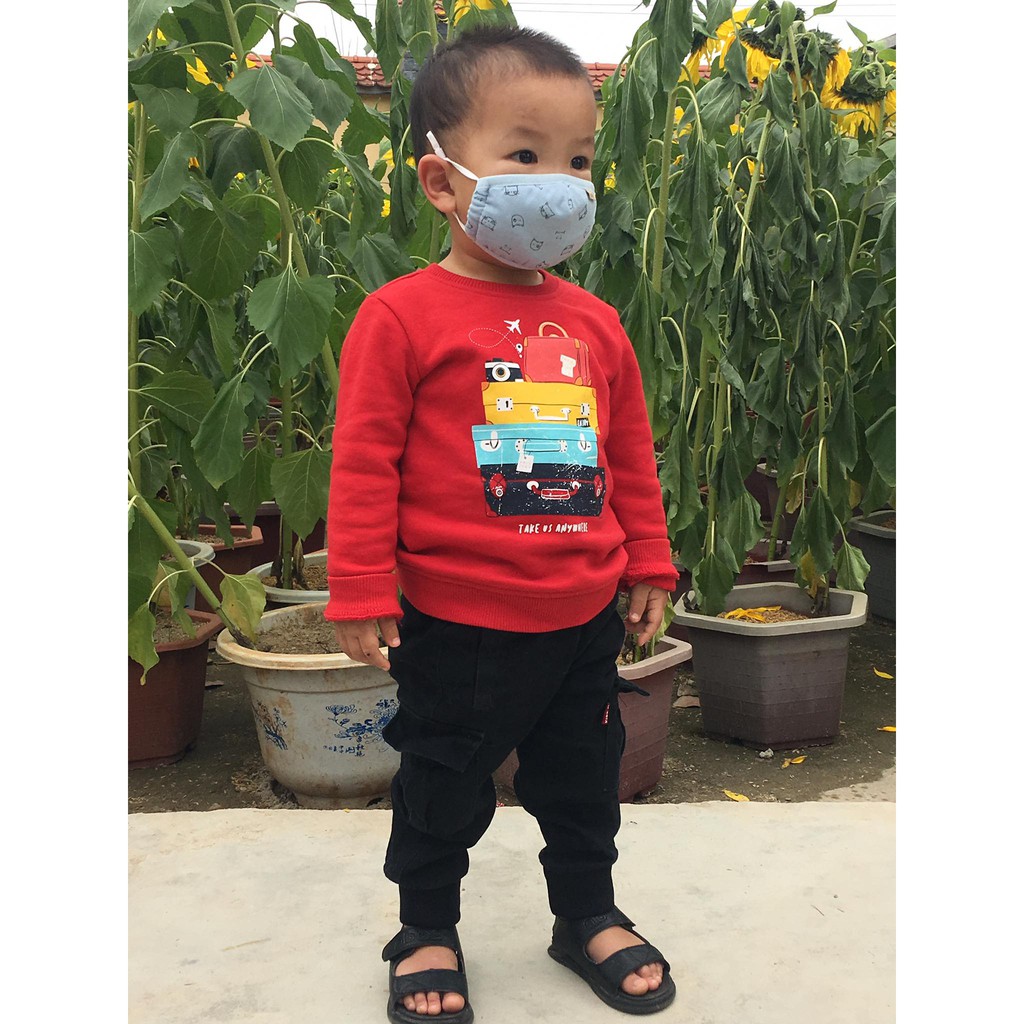 Khẩu trang sợi tre cao cấp cho bé, có nút điều chỉnh quai đeo