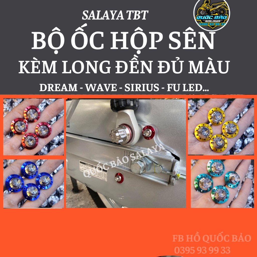 Salaya TBT: Bộ 4 Ốc Hộp Xích 6x10 Mẫu V2 Kèm Long Đền Nhôm Nhiều Màu Dành Cho Wave Dream Sirius