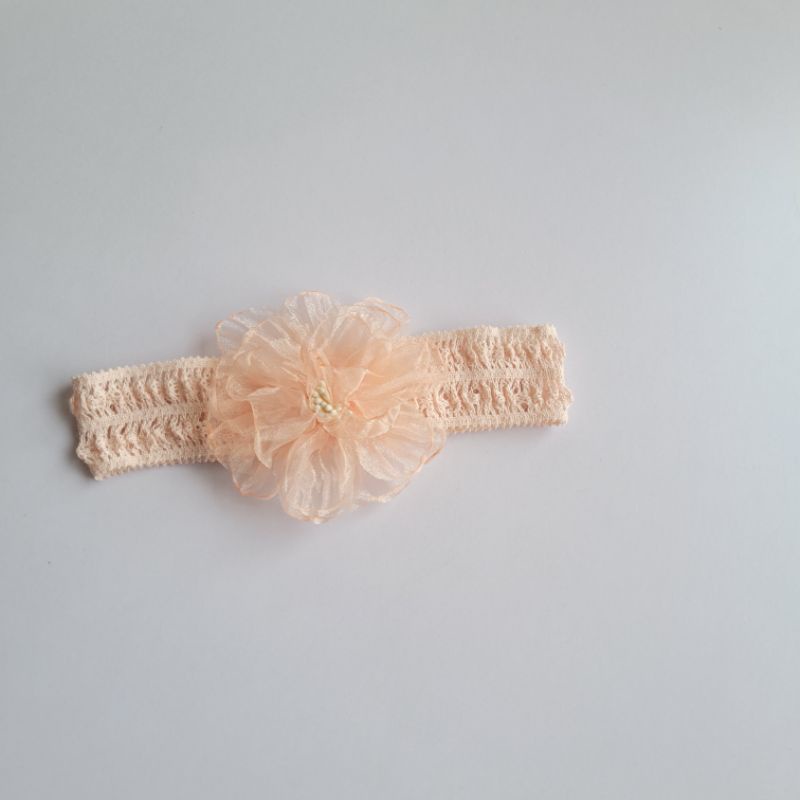 Turban nơ hoa ren nhún tiểu thư Hàn Quốc cho bé gái(4-12kg)_Chíp Chíp Shop