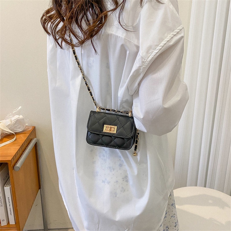 Túi đeo chéo mini dây xích trám hàn quốc hộp vuông túi kẹp nách