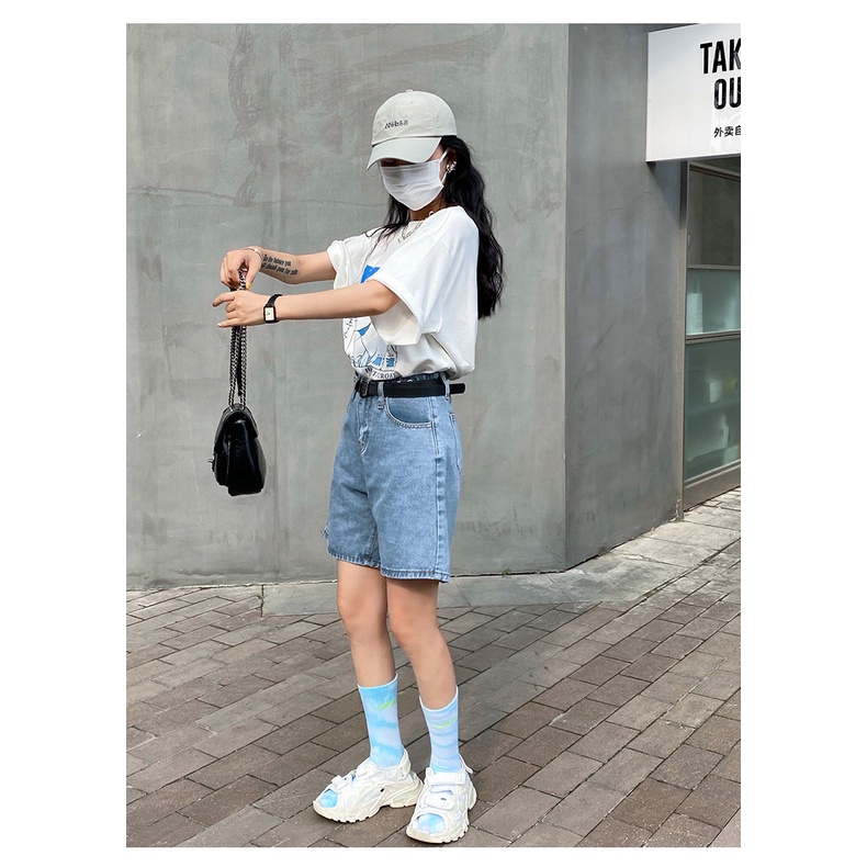 Quần short jean nữ lửng form bò ngố ống rộng MSHA | BigBuy360 - bigbuy360.vn