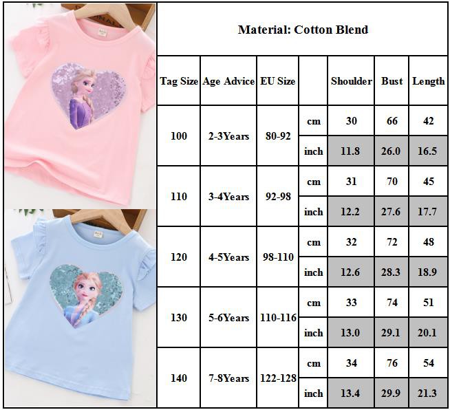 Áo thun cổ tròn tay ngắn in hình công chúa thời trang mùa hè dành cho bé gái