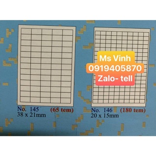 Giấy in mã vạch Tomy A4 mã 146, 180 tem 20x15mm