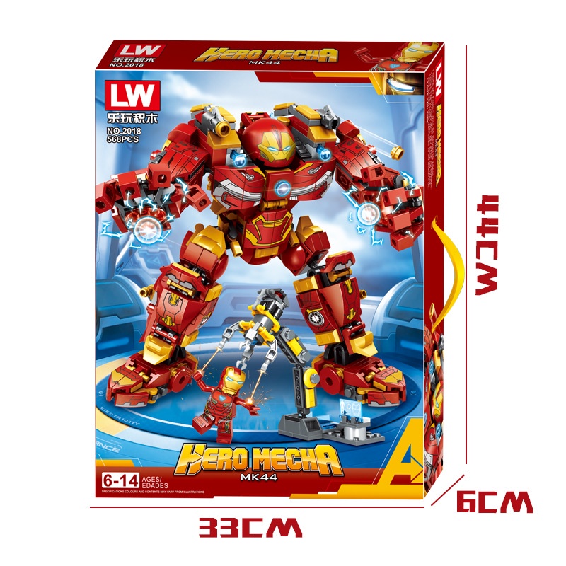 Đồ chơi giáo dục Lắp Ráp mô hình Marvel Heroes Iron Man Mech Anti-Hulk Mech Stark Industry Figures  76013 76015 LW2018