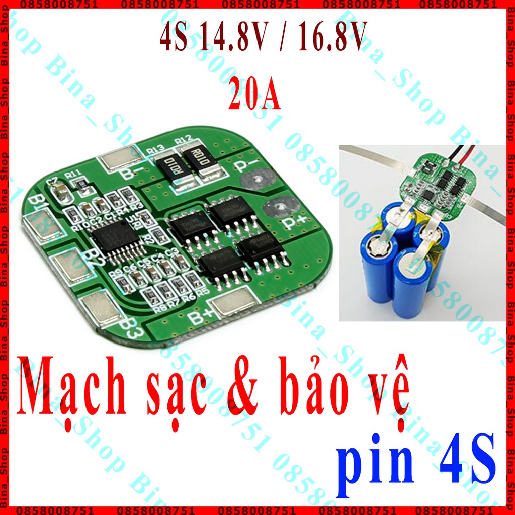 Mạch sạc bảo vệ pin 18650 4S 20A 14.8V/16.8V