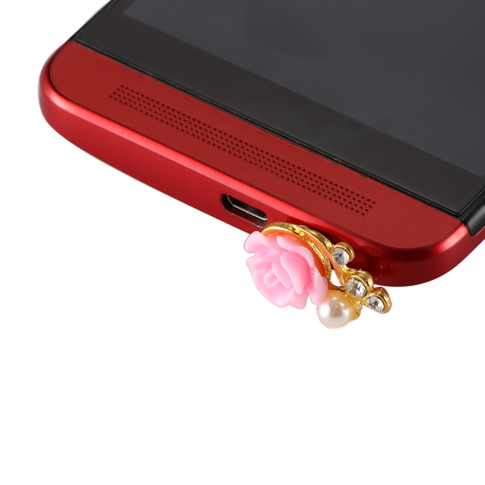 Nút cắm chống bụi tạo hình bông hoa đính đá cho iPhone Samsung