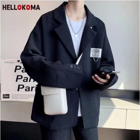 Áo Khoác Vest Dáng Rộng Màu Sắc Trơn Phong Cách Hàn Quốc Cho Nam Giới