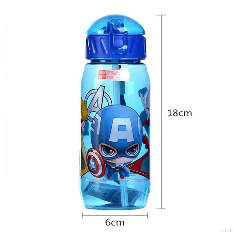 Bình đựng nước uống 450ml có ống hút họa tiết nhân vật Disney dành cho trẻ em tập uống nước khi đi học