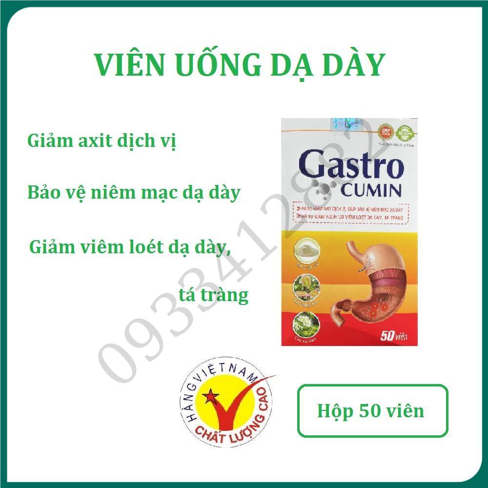 Viên uống dạ dày Gastro Cumin hộp 50 viên giúp giảm acid dịch vị, giảm viêm loét dạ dày, tá tràng