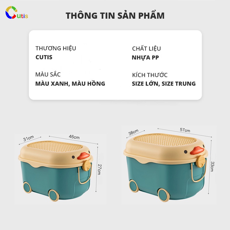Hộp đựng đồ đa năng Cutis, hộp đựng đồ chơi cho bé hình chú vịt, mặt bàn chơi lego tiện lợi