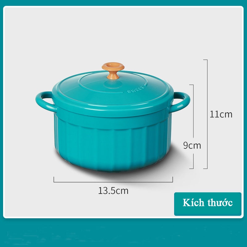 Bát ăn mì, bát úp mì inox 2 lớp chống nóng kèm thìa và nắp đậy tiện dụng