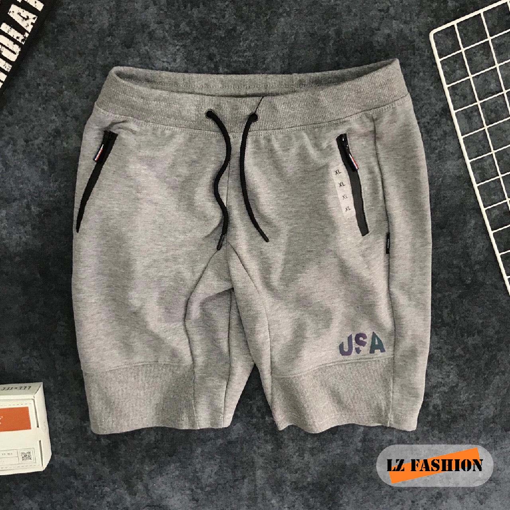 Quần short nỉ túi khóa kéo USA - PS116