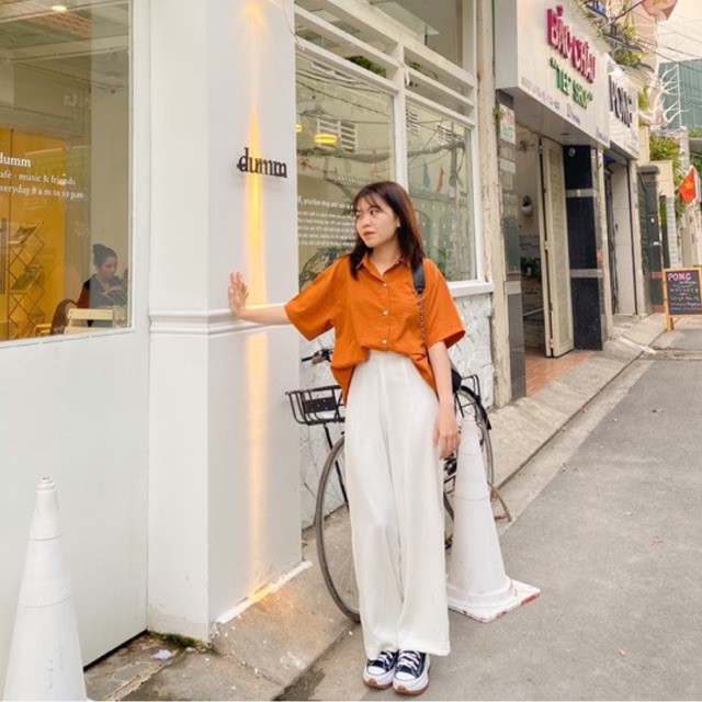 [HÀNG THIẾT KẾ - KOISÉ STUDIO] ÁO SƠ MI MÀU CAM CHÁY FORM RỘNG | BigBuy360 - bigbuy360.vn