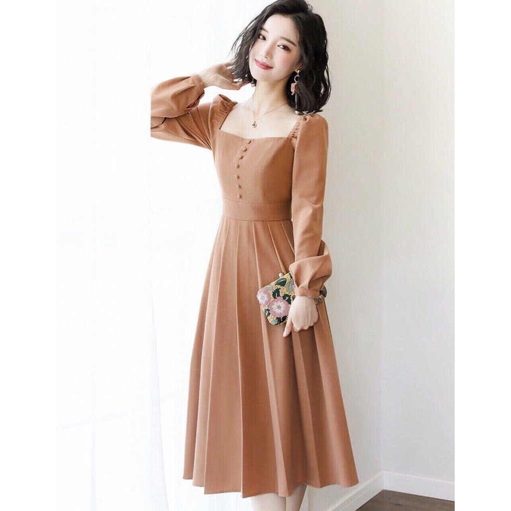 [ẢNH THẬT CUỐI] DM484 - Đầm Maxi Cổ Vuông Phối Nút Bọc Nhiều Màu | BigBuy360 - bigbuy360.vn