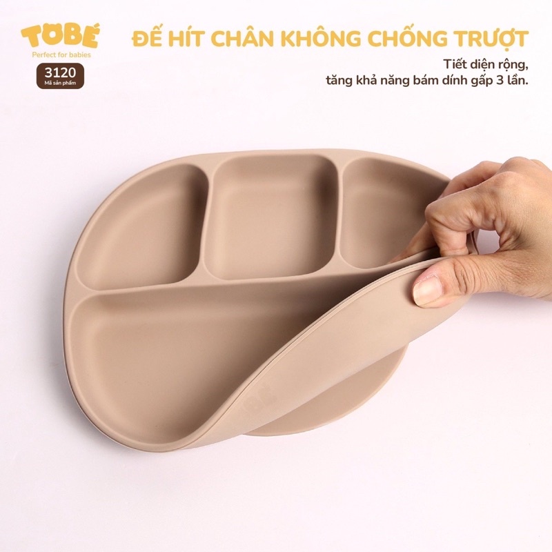 Khay ăn dặm Silicone chia ngăn, nhiều màu cho bé