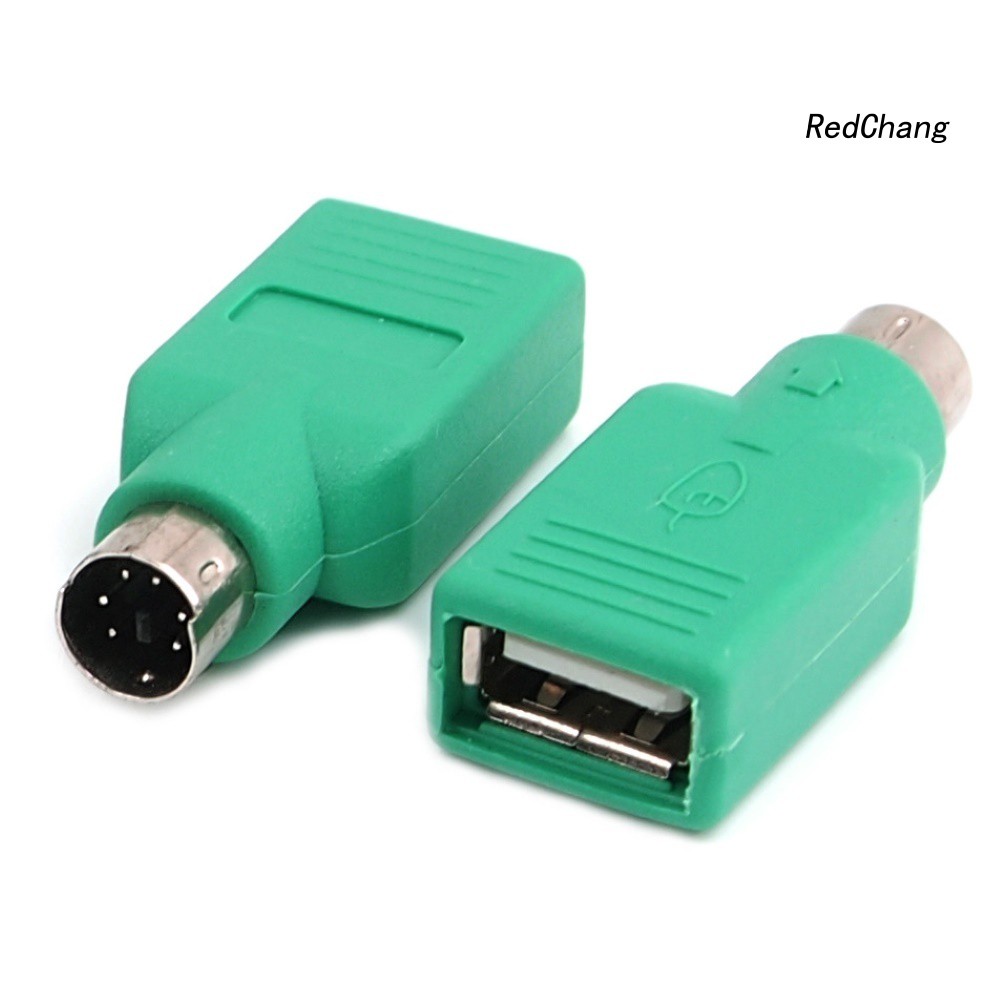 -SPQ- Cool Green USB Male to PS2 Female Convertor Adapter for Keyboard Mouse