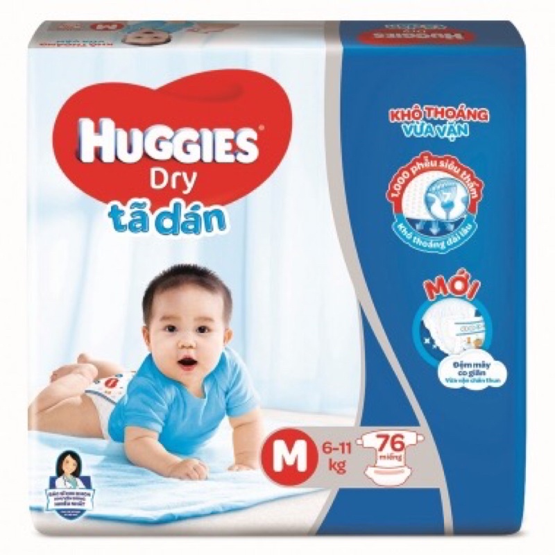 Bỉm Huggies tã dán Size M 76 miếng