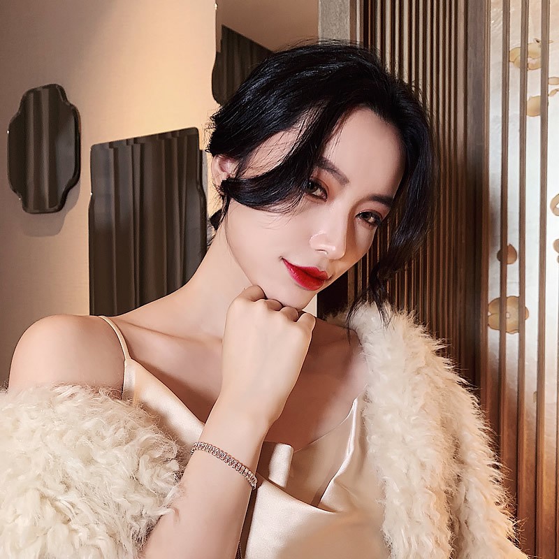 Bộ Trang sức Dây chuyền Vòng tay pha lê cao cấp màu bạc sang trọng dành cho nữ - Mely C95