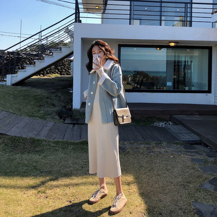 Đầm dệt kim thời trang thu đông thanh lịch cho nữ | BigBuy360 - bigbuy360.vn