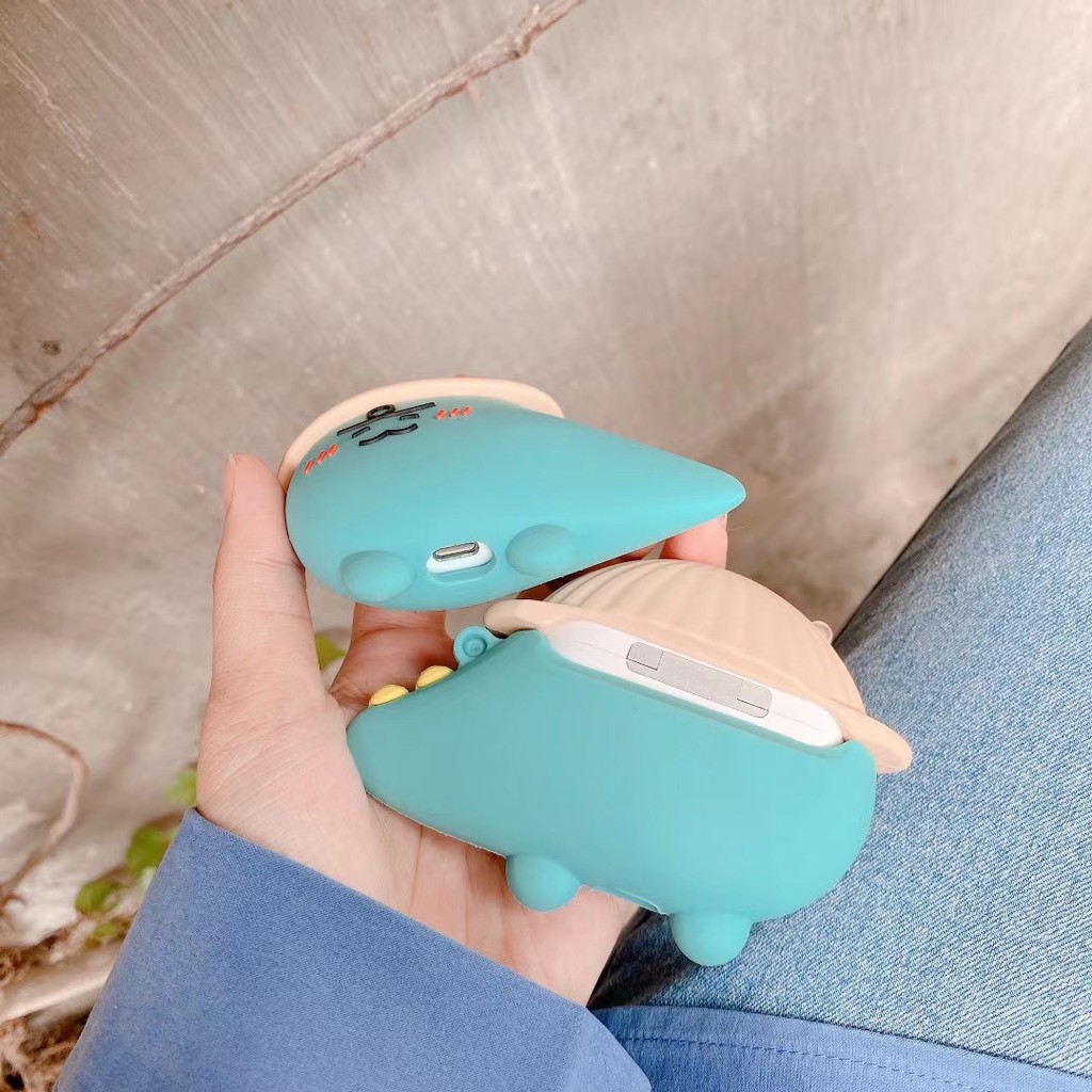 Vỏ bảo vệ khủng long, bao đựng tai nghe airpods 1 2 pro chống va đập, chống bẩn