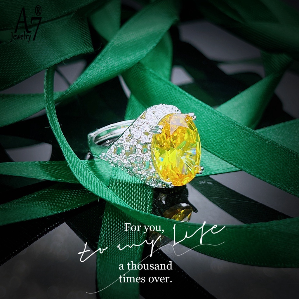 Nhẫn Hở Khảm Đá Kim Cương Vàng A7 Bằng Carbon Cao Cấp Cho Nữ