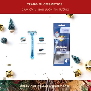 Set 4 chiếc Dao cạo râu Gillette Blue 3 Smooth