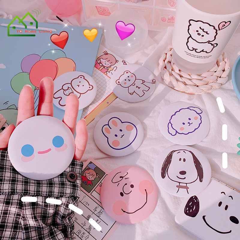 Gương Tròn Trang Điểm Bỏ Túi Thiết Kế Nhỏ Gọn In Họa Tiết Hoạt Hình Xinh Xắn Cho Nữ