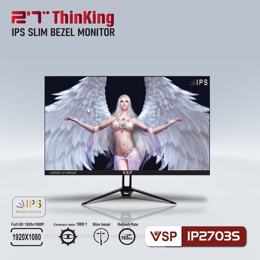 Màn hình VSP IP2703S 27inch Gaming (27&quot; IPS FHD 165Hz, HDMI+DP+Audio 3.5) - Hàng chính hãng