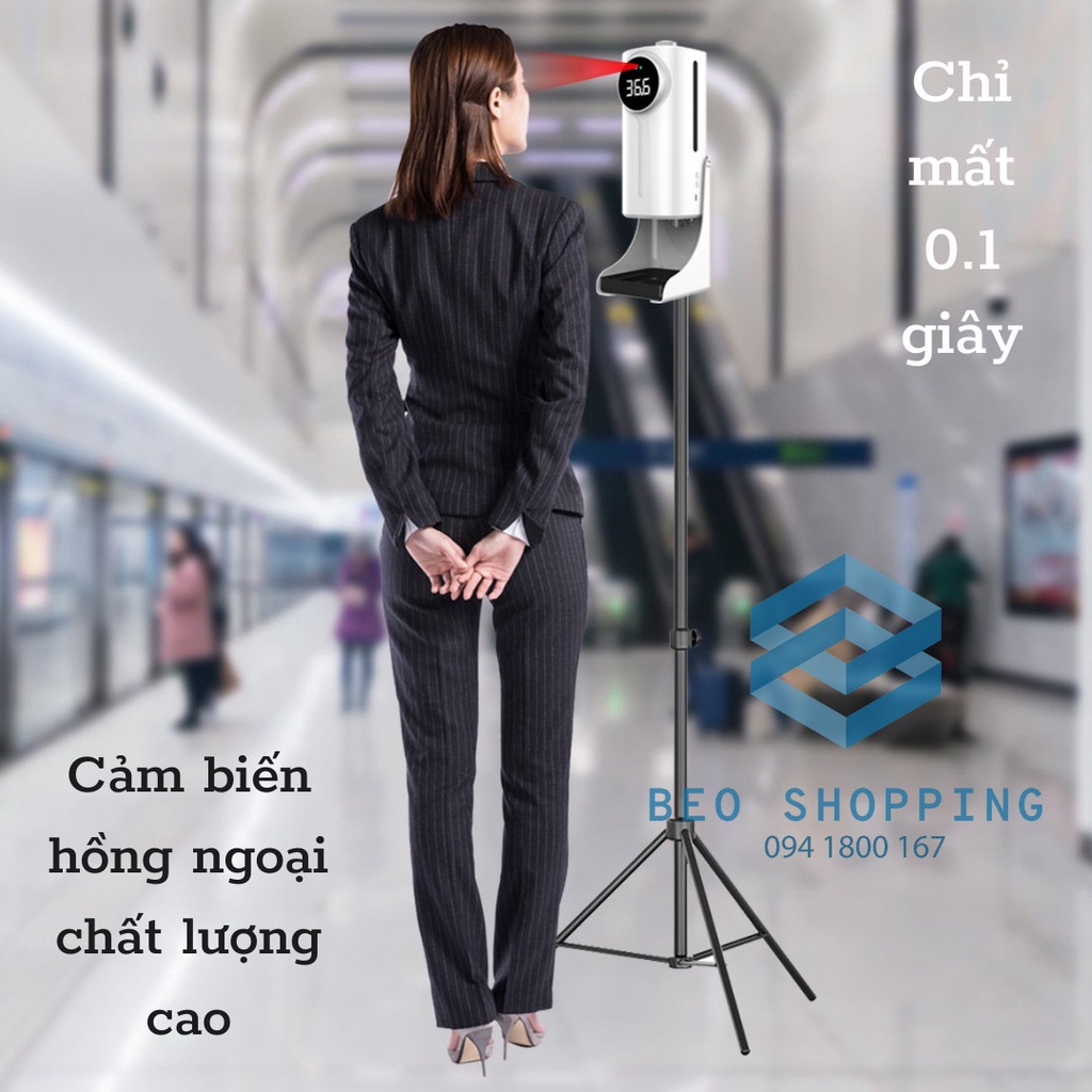 MÁY TÍCH HỢP 2 TRONG 1 ĐO NHIỆT ĐỘ VÀ PHUN CẢM ỨNG RỬA TAY KHỬ TRÙNG TỰ ĐỘNG K9Pro tự động cảm ứng