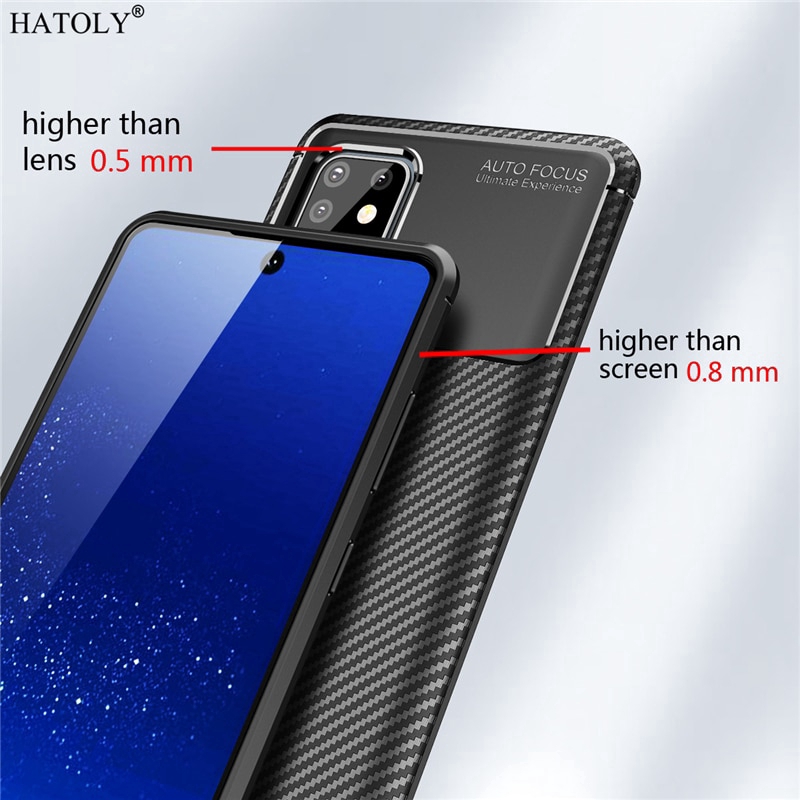 Ốp điện thoại silicon phối sợi carbon mềm viền chống đá cho Samsung Galaxy Note 10 Lite