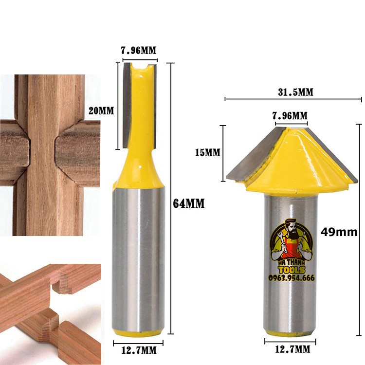 Bộ 2 Mũi Phay Gỗ Ghép Nan Cửa Độ Dày 5 - 25mm