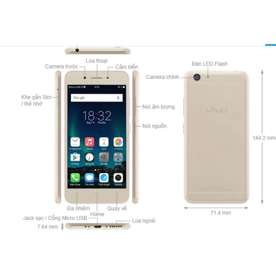 Điện Thoại Vivo Y53 Cũ Chính Hãng gá rẻ ,Máy Đẹp Không 1 Vết Trầy.