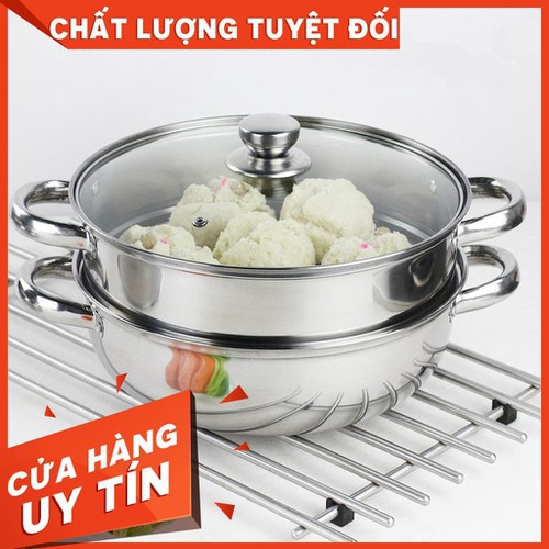 Nồi hấp đa năng 2 tầng 28cm Xửng hấp inox 2 ngăn