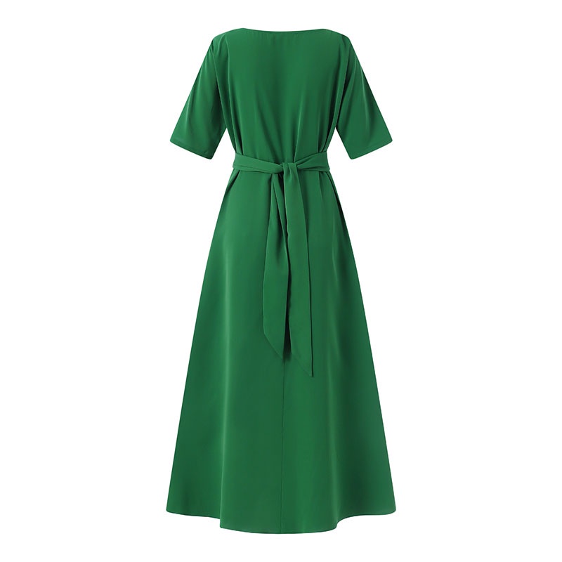 Đầm maxi Zanzea tay lửng thắt lưng phong cách vintage dành cho nữ