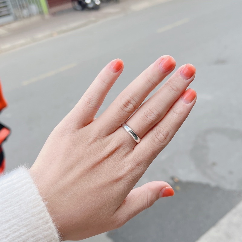 Nhẫn đôi bạc tròn trơn bản to khắc chữ theo yêu cầu DaLiA Jewelry nhẫn bạc trơn basic