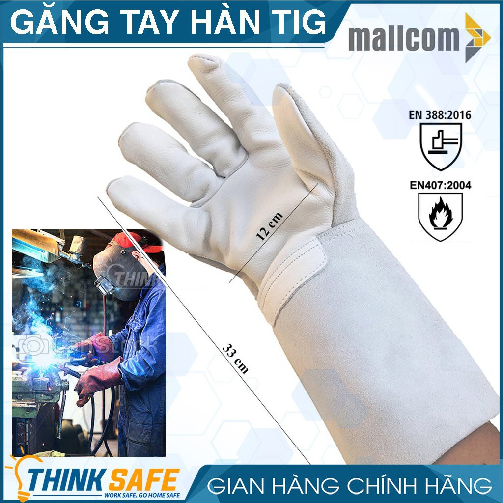 Bao tay hàn Mallcom bao tay chịu nhiệt hàn tig, độ khéo léo cao, mềm mại, không gây hầm bí