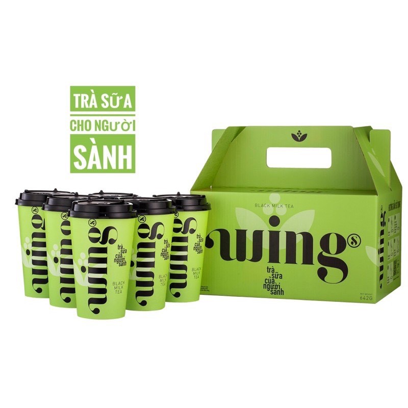 SET 6 LY -  Trà Sữa Hòa Tan Wings (Dạng Cốc Uống Liền) (Hộp quà đẹp và sang, có thể làm quà biếu, tặng)