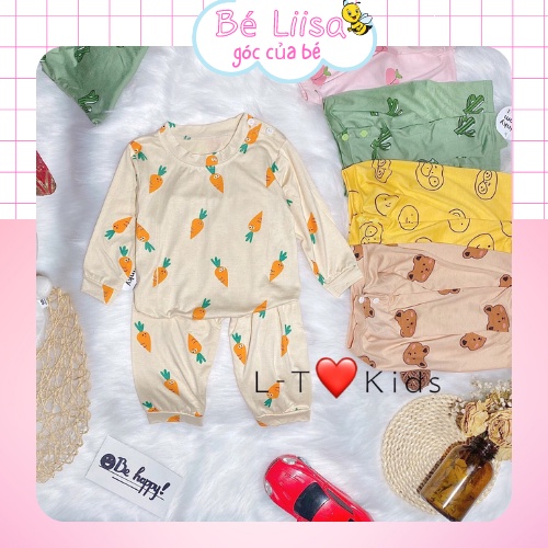 Đồ bộ bé gái bé trai dài tay chất thun lạnh mịn mát Minkymom họa tiết dễ thương cho bé