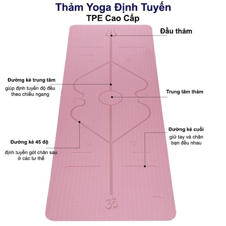 Thảm Tập YOGA ,GYM - Thảm YOGA - TPE Định Tuyến Cao Cấp Chống Trơn Trượt 2 Lớp 6mm Chính Hãng. Tặng Kèm Túi Đựng