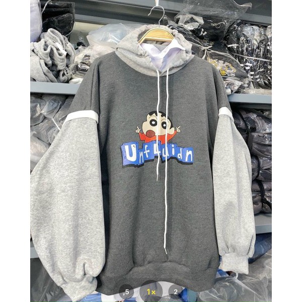 Áo Hoodie nỉ bông form rộng in hình Shin (ẢNH THẬT) | BigBuy360 - bigbuy360.vn
