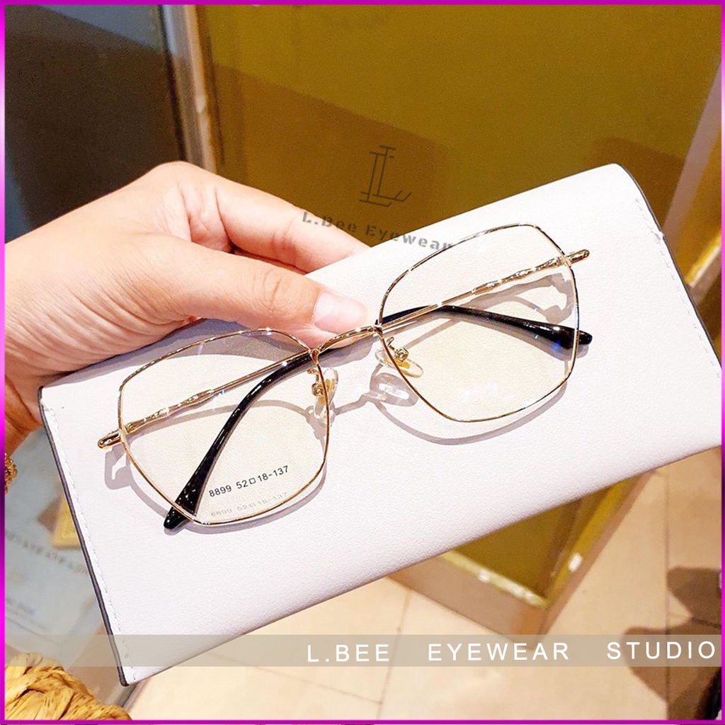 Gọng kính nam nữ L.BEE EYEWEAR mắt kính vuông to kiểu dáng unisex chất liệu kim loại mảnh 88L99