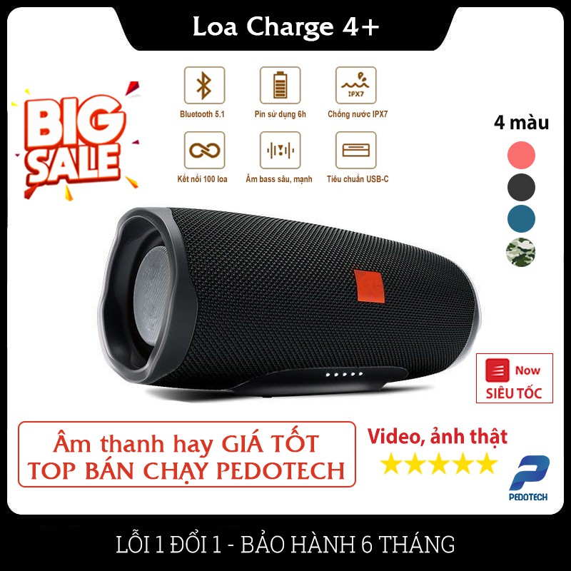 Loa bluetooth giá rẻ C4+ Pedotech thiết kế để bàn công suất 10W Pin 3000mAh Nghe nhạc 5-6h Lỗi 1 đổi 1 BH 6 tháng