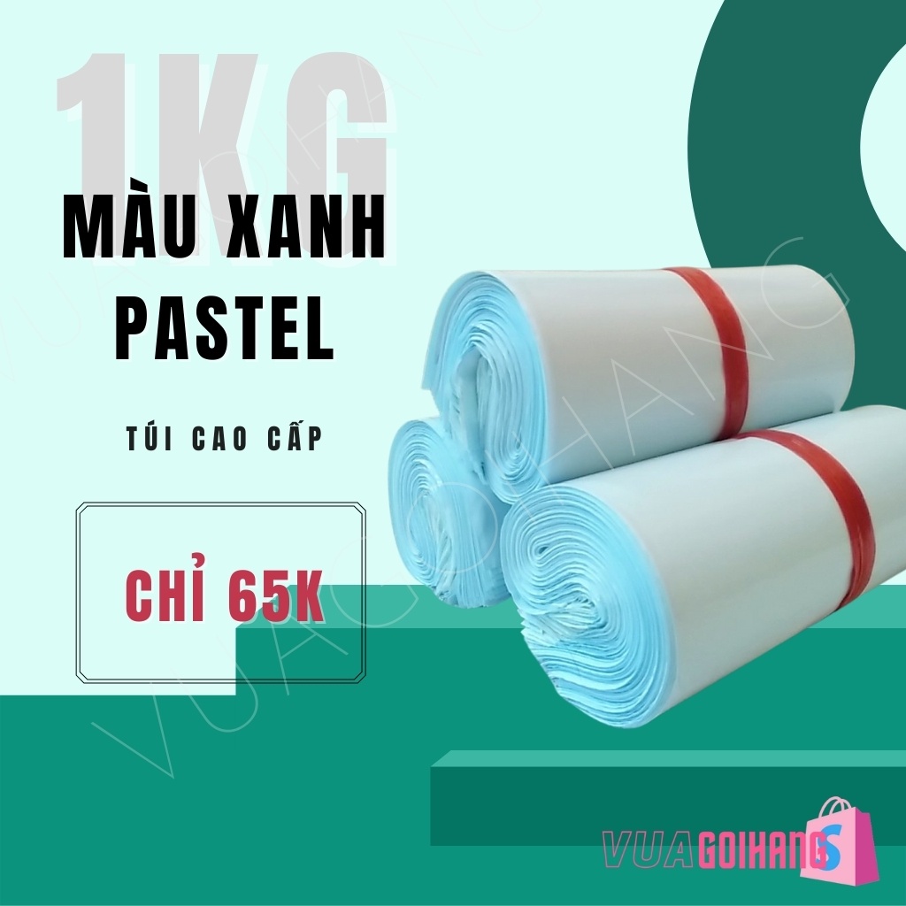 Túi gói hàng niêm phong màu Xanh Pastel, Xanh Nude Baby cuộn 1kg PE nguyên chất, hàng có sẵn nhiều size