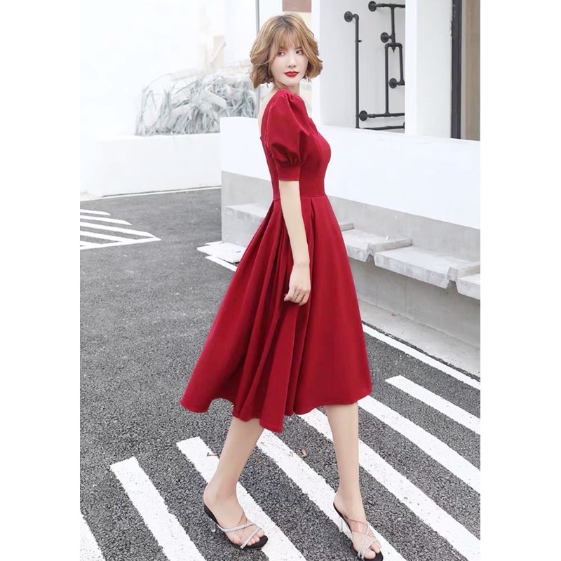 [Mã FATHANG5 giảm 10K đơn 50K] Đầm đỏ cổ khoá form dài (kèm hình thật) | BigBuy360 - bigbuy360.vn