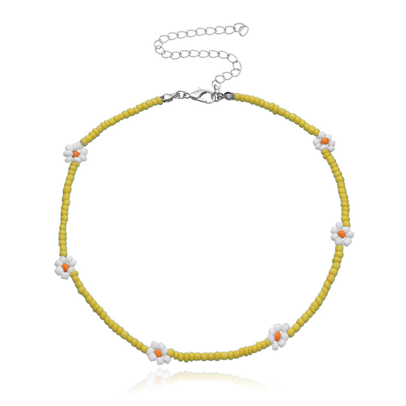 Vòng cổ mặt hình hoa cúc bằng kim loại nhiều màu sắc phong cách Bohemian cổ điển thời trang cho nữ