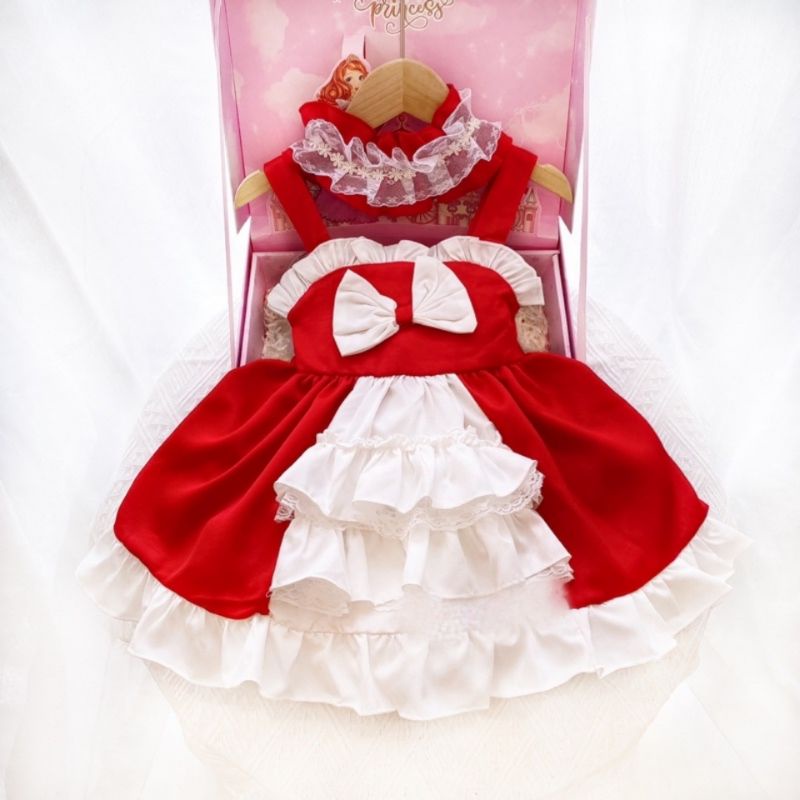 Váy đỏ 2 dây mặc giáng sinh cho bé gái