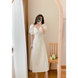Váy maxi trắng xoắn ngực