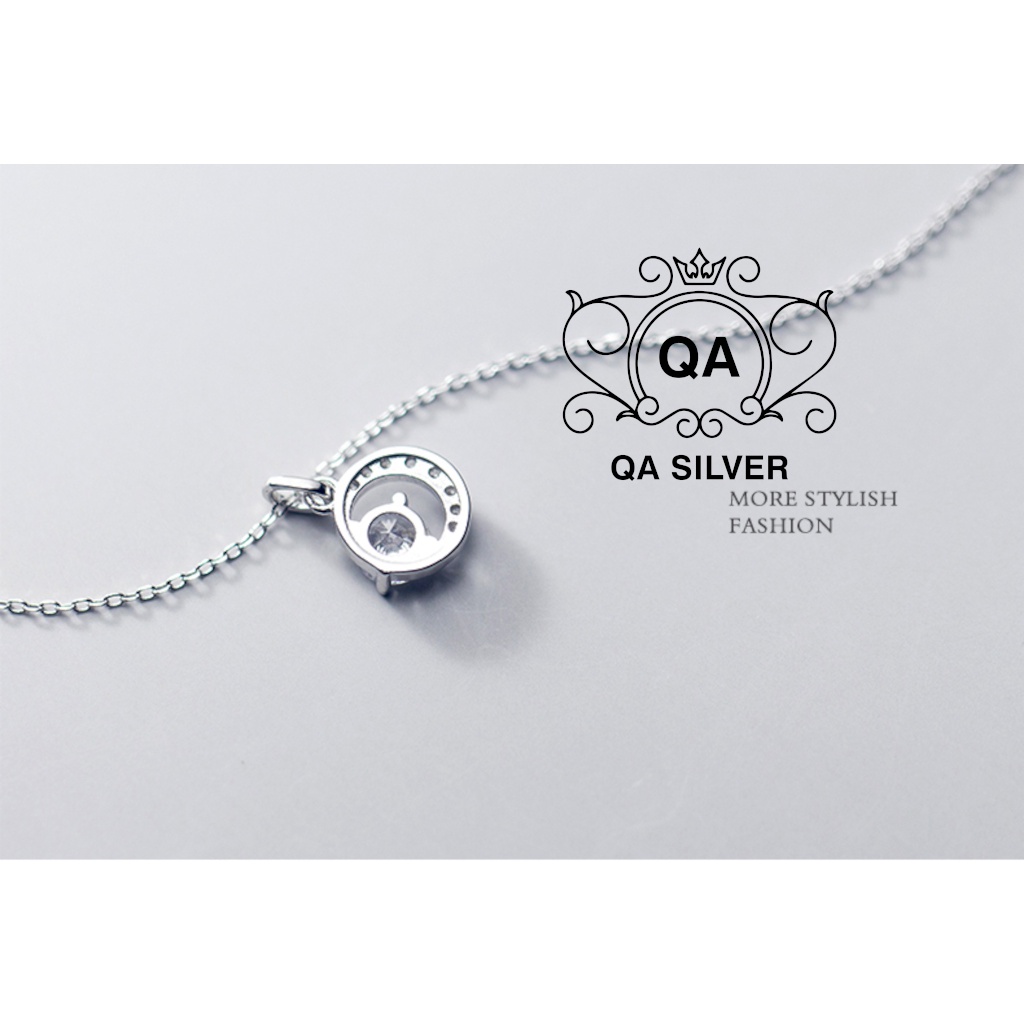 Dây chuyền bạc 925 mặt trăng lồng đính đá vòng cổ nguyệt lượng S925 MOON QA SILVER Necklace NE220601