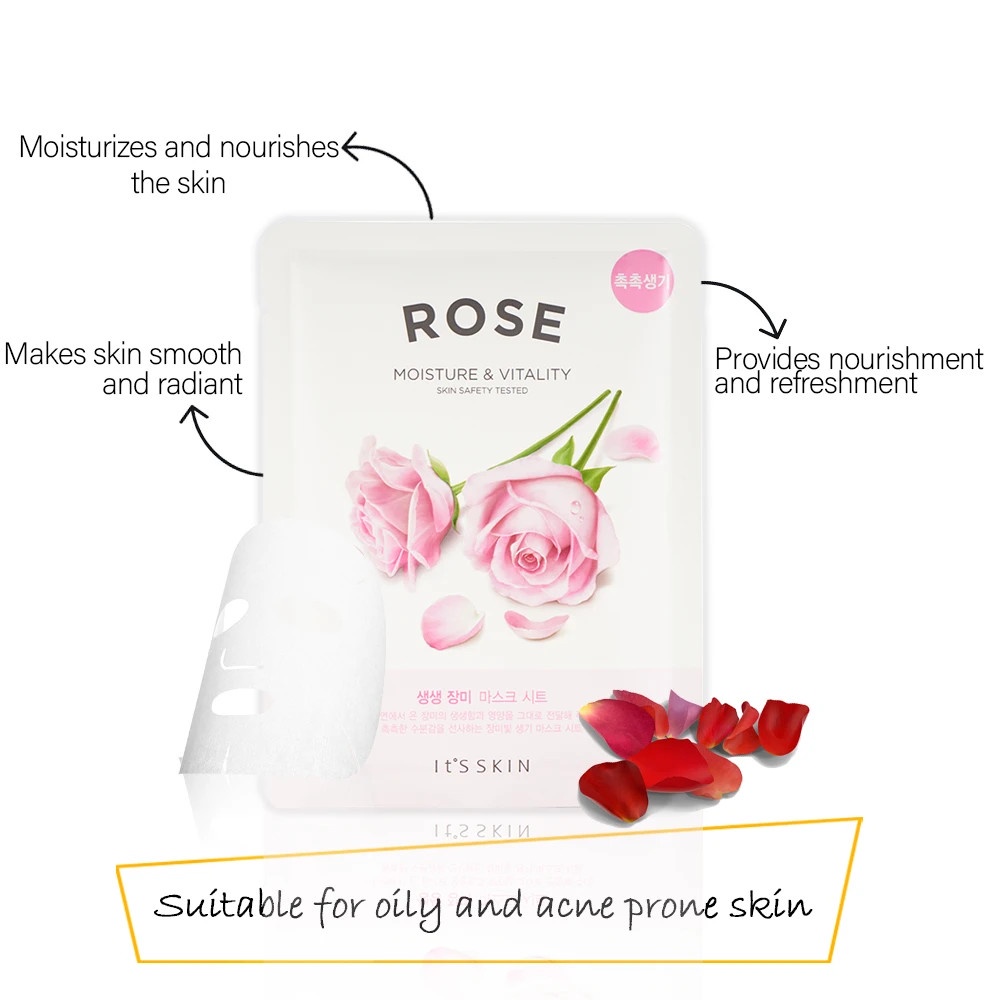 Mặt nạ dưỡng da se khít lỗ chân lông It's Skin The Fresh Mask Sheet - Rose 23ml