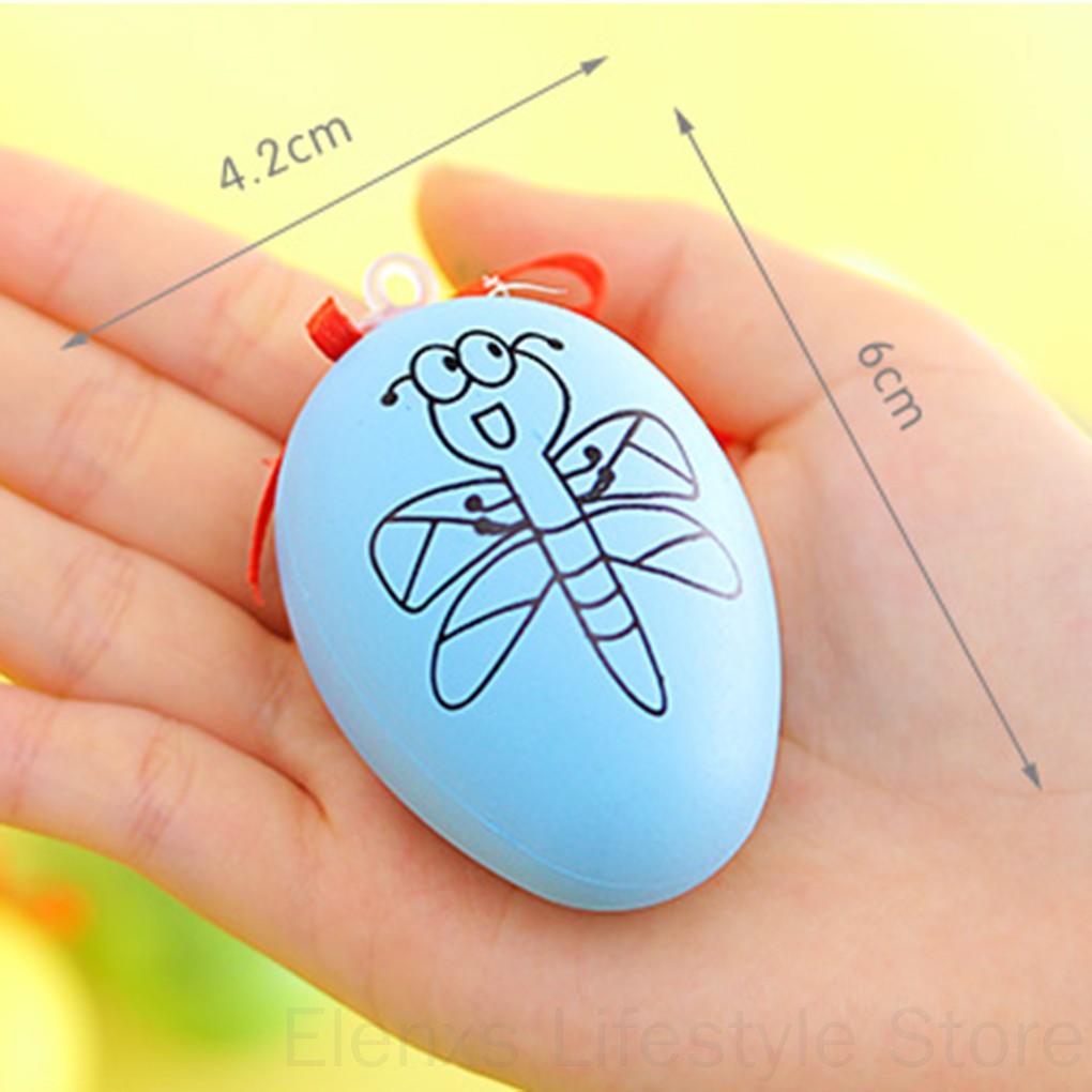 Easter Gift Plastic DIY Painting Egg Toy Party Favors with 4 Drawing Pens Ornament Random Color ELEN